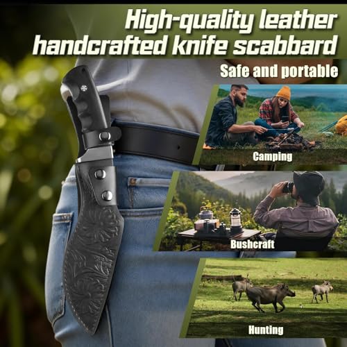 Black Purple Dragon Kukri Knife with Sheath - Heavy Duty Fixed Blade