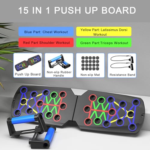 15-in-1 Push Up Board for Home Gym - Portable Strength Training - Black