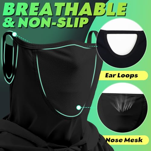 3 in 1 Summer Cooling Balaclava Hood Face Mask - Black