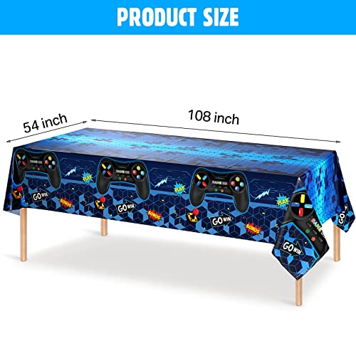Tatuo 3 Pcs Plastic Video Game Table Cover for Kids Birthday,Blue