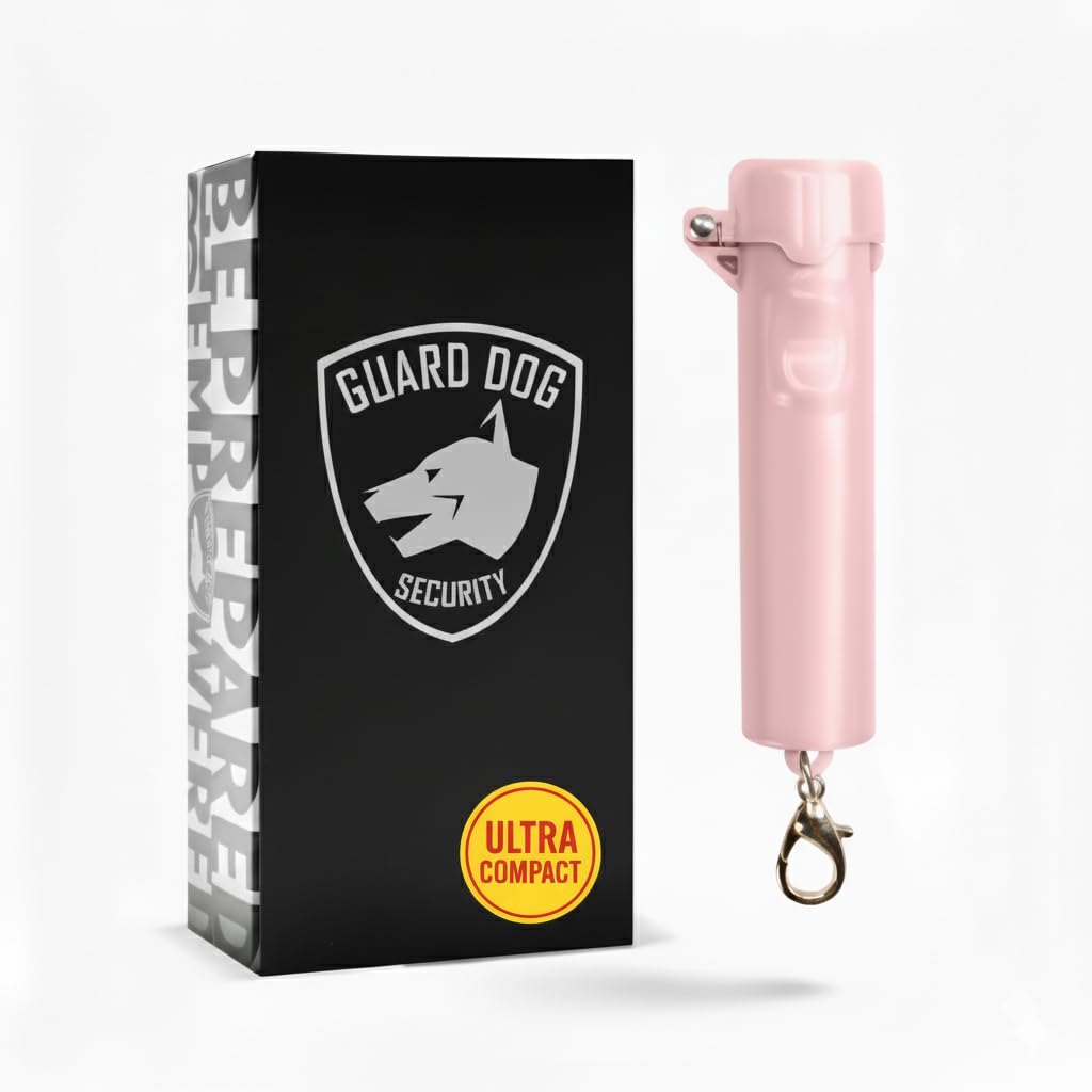 Packin' Heat 0.28 oz Compact Pepper Spray for Self Defense, Small Keychain Pepper Spray for Women, 12 ft Range, 1.44% Major Capsaicinoids, UV Dye, Push-Button Safety Cap, Snap Clip