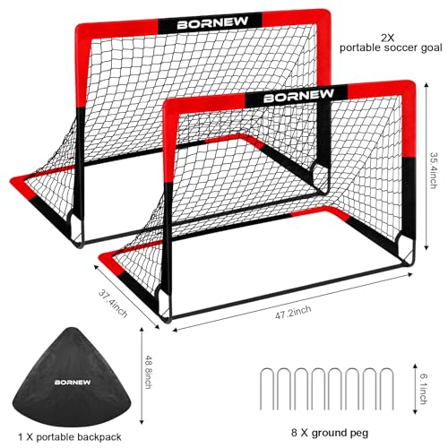 2 Pack Portable Soccer Goals for Kids - Indoor & Outdoor Use, 4' x 3'