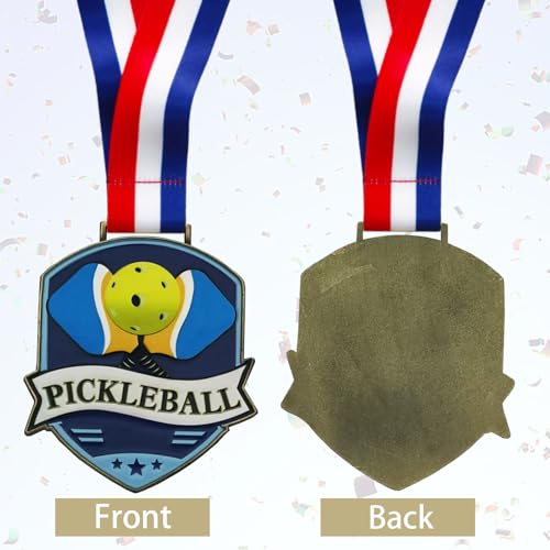 Pickleball Medal - 3.74 Inch Gold Fusion Medal with V Neck Ribbon