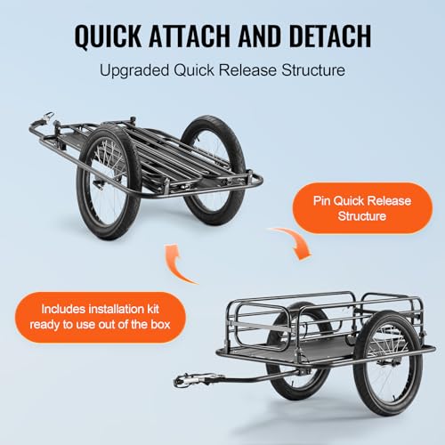 275 lb Bike Cargo Trailer with Universal Hitch - Foldable, Heavy-Duty
