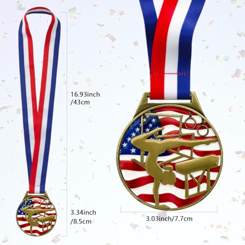 Gymnastics Medal - 3 Inch Award Medallion with Neck Ribbon