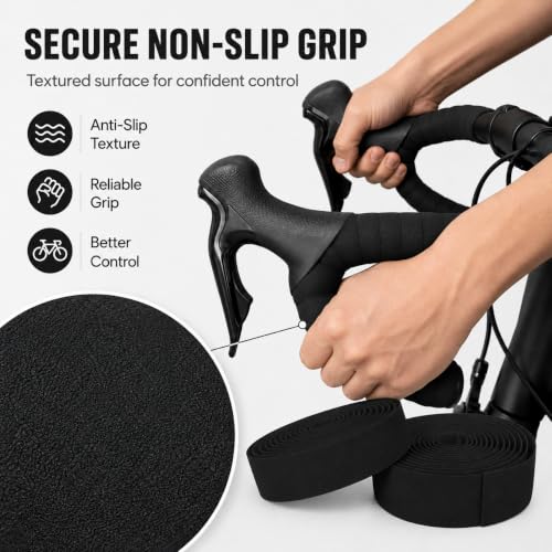Bike Handlebar Tape - EVA Grip Tape for Road Bikes - 2 Rolls Black