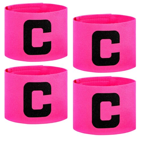 Captain Arm Bands - 4PCS Adjustable Pink Nylon for Soccer & Basketball