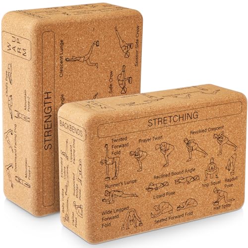 Halloscume Cork Yoga Blocks 2-Pack - Supportive Beige Yoga Props for Alignment