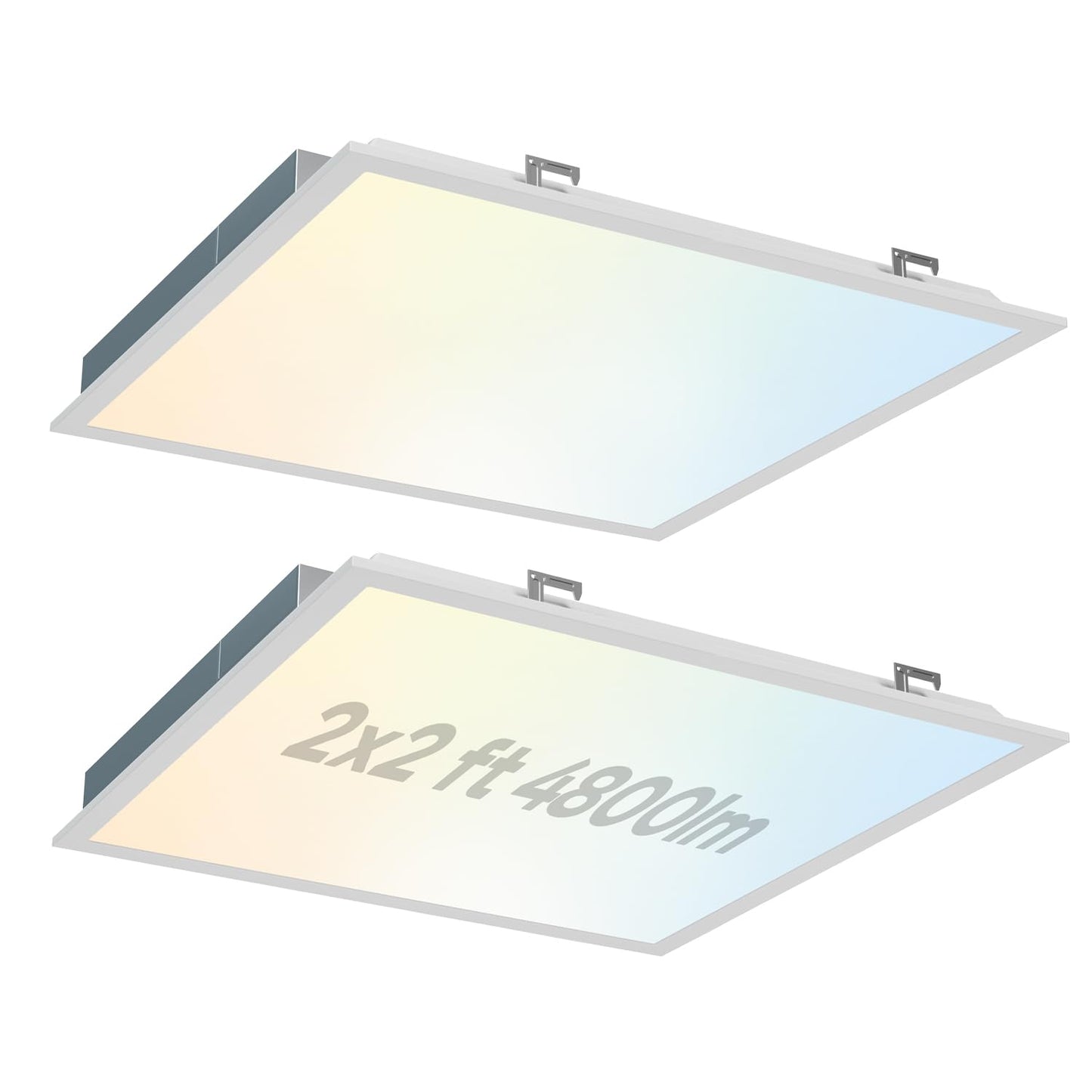 LVWIT 2x2FT LED Flat Panel Light for Drop Ceiling 2 Pack, 3000K/ 3500K/ 4100K/ 5000K/ 6500K 5CCT Selectable, 4800 Lumens Dimmable Drop Ceiling Lighting Fixture, 24W/ 30W/ 40W 3 Wattage