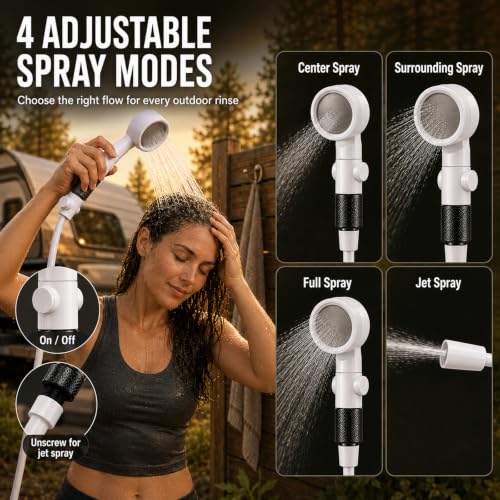 Portable Camping Shower with 5200mAh Battery & 4 Spray Modes