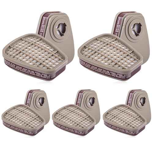 6001 Filter Cartridges for Respirator, Paint, Chemical Gas and Pollen, Organic Vapor Cartridge, Replacement Respirator Filters for 6200, 6502, 7502, 6800, 4008, FF402 Respirator(5 Pair)