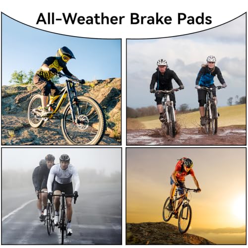 Bike Brake Pads - 4 Pairs Semi-Metallic Disc Pads with Springs
