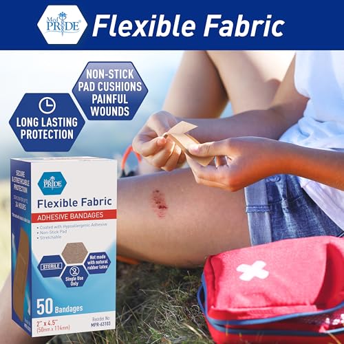 Hypoallergenic Fabric Bandages - 2" x 4.5" - 50 Count