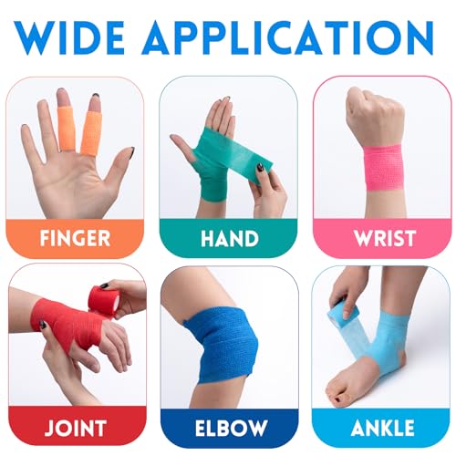 Pharmacy Choice 16-Count Self-Adhesive Bandage Wraps - 2"x5 Yards, Multicolor