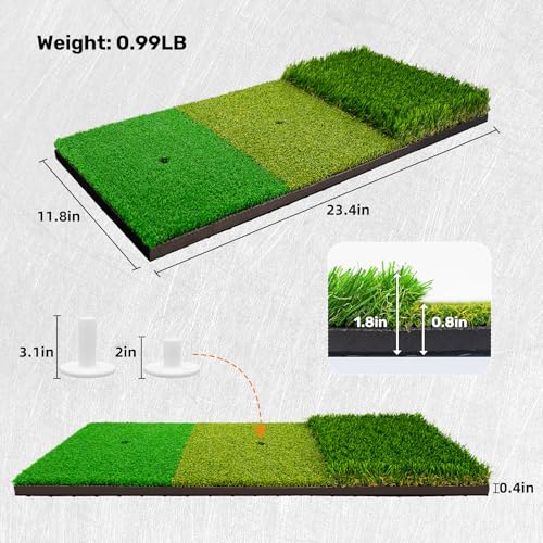 GearJoy Three-Grass Golf Practice Mat for Backyard & Indoor Swing Training