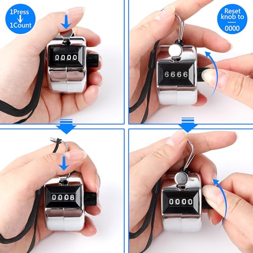 4-Digit Tally Counter Clicker - 2 Pack Metallic