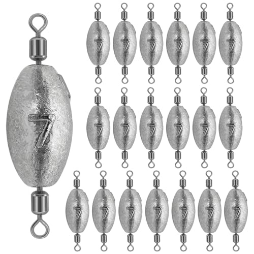 Inline Egg Sinkers for Trolling - 1/4oz, 20pcs Fishing Weights