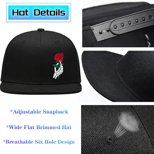 Christian Snapback Hat for Men - Adjustable Black Cap - Fingers Holding Flowers