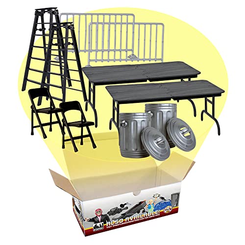 10-Piece Wrestling Action Figure Accessory Set - 2 Tables, 2 Chairs, 2 Ladders, 2 Trash Cans & 2 Guardrails