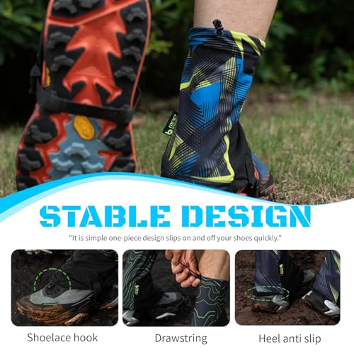 Waterproof Hiking Gaiters - Breathable Ankle Gaiters, Graphic Green