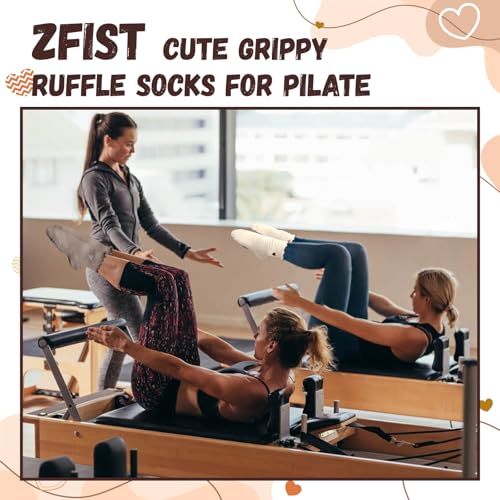 Pilates Socks with Grips for Women - 4 Pairs, Beige+White+Khaki+Dark Brown