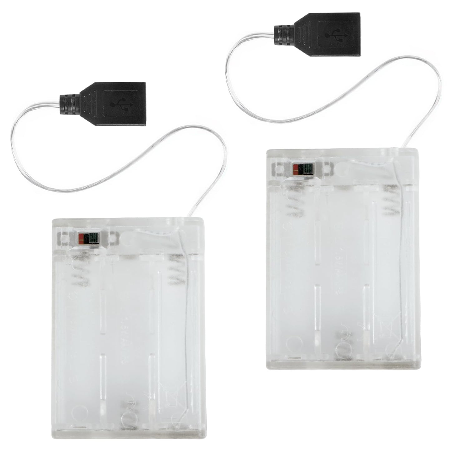 (2 PCS) Portable USB Battery Pack for 5V LED Neon Signs – Battery Operated Power Supply Converter for Plug-in 5V LED Lights, Ideal for Indoor & Outdoor Use (Transparent)