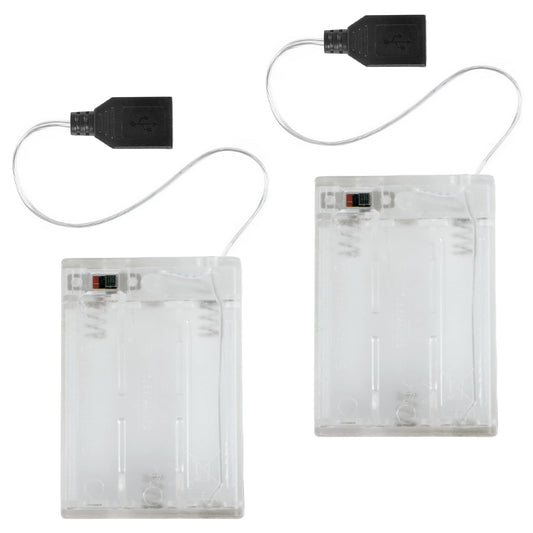(2 PCS) Portable USB Battery Pack for 5V LED Neon Signs – Battery Operated Power Supply Converter for Plug-in 5V LED Lights, Ideal for Indoor & Outdoor Use (Transparent)