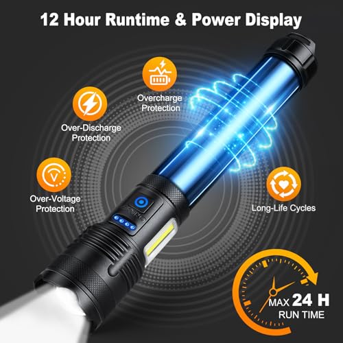 Rechargeable High Power LED Flashlight 90000 Lumens IPX7 Waterproof Camping Light