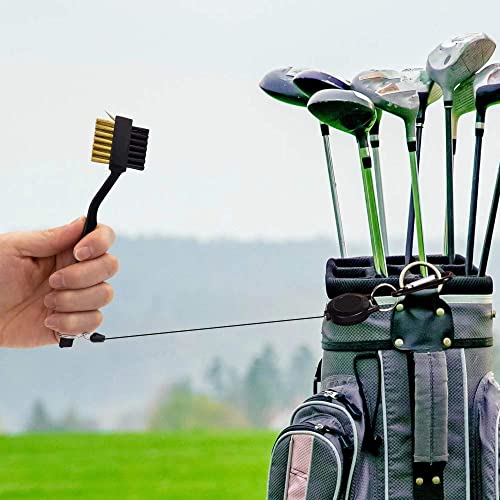 Microfiber Golf Towel & Brush Cleaning Set with Carabiner Clip - Black