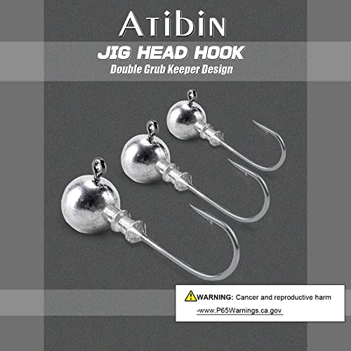 Atibin Size 2 3/16oz Saltwater & Freshwater Lead Saltwater Jig Head Hooks 25 pcs