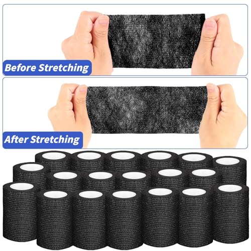 Oleitodh 60 Pack 3in x 5yd Black Self-Adherent Bandage Wrap (1 Color) 60 rolls