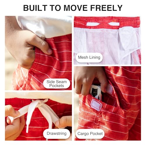 Boys' Quick Dry Swim Trunks - UPF 50+ Line Up Red - Size 3T