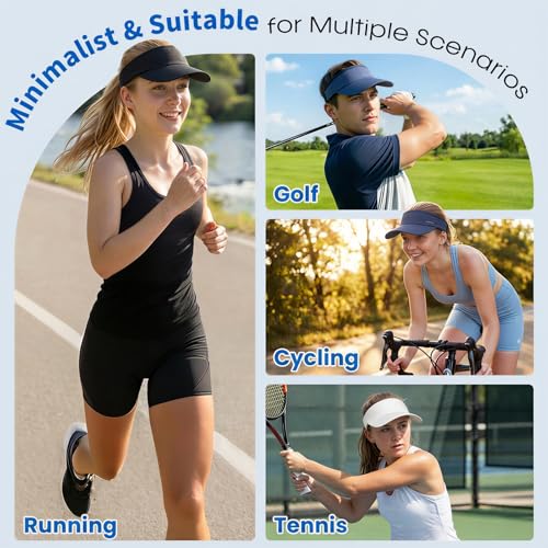 Sukeen Black Sports Sun Visor Hat for Women & Men Moisture-Wicking Foldable