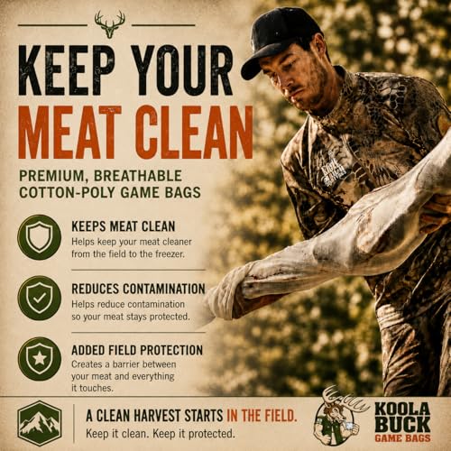 Koola Buck 4 Pack Heavy-Duty Deer Quarter Game Bags | Reusable, Breathable, Full Body & Quarter Hunting Bags