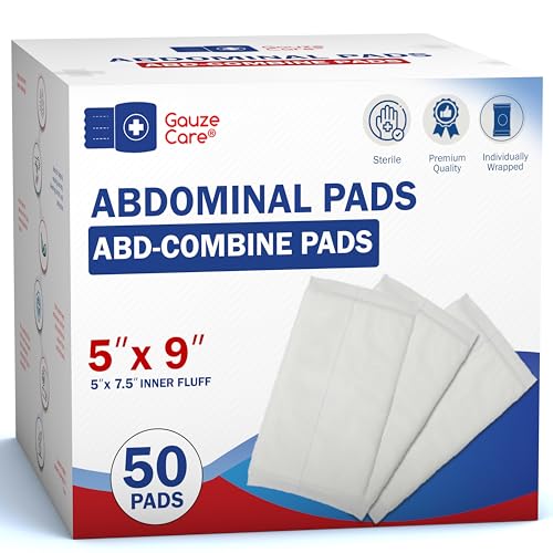 Sterile ABD Pads - 50-Pack, 5 x 9 Inches, Extra Absorbent Wound Dressing