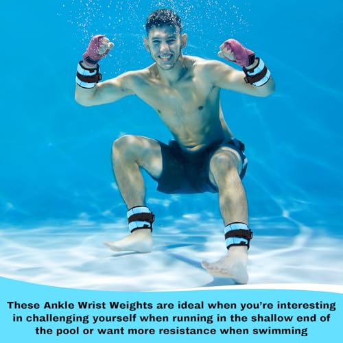 Ankle Wrist Weights for Exercise - 2 Pairs, 1lb, Blue