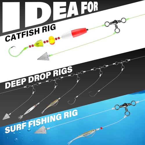 3 Way Swivels Fishing Tackle - 50-Pack 35-175LB Stainless Steel