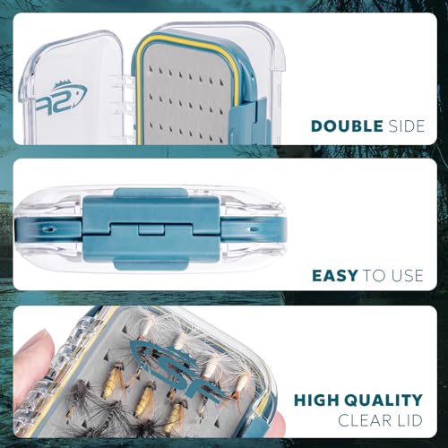 Waterproof Double Sided Fly Box for Fishing - 4.2"L x 3.1"W x 1.4"H