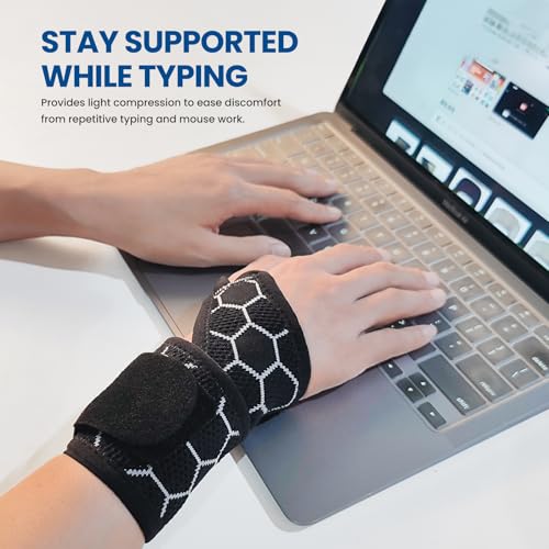 Adjustable Wrist Support Brace - Breathable Compression Wrap - Black - 1 Pack