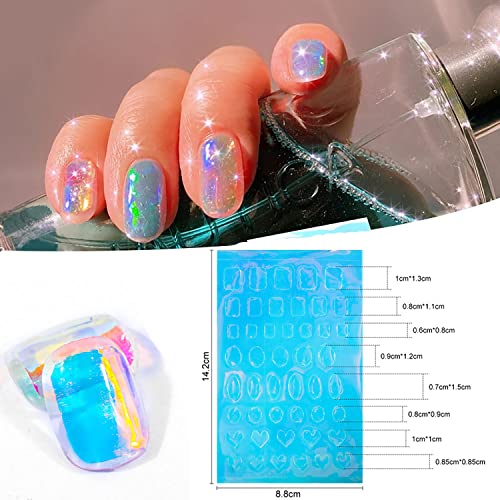 SILPECWEE Multicolor Aurora Nail Foil Stickers 11 Sheets Holographic 3D Nail Art