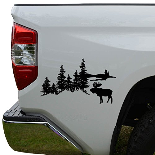 Moose Forest Mountain Vinyl Decal Sticker - 6 Inch Matte Black