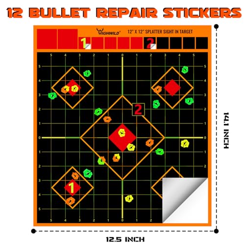 12x12 Inch Adhesive Splatter Shooting Targets - 10 Pack