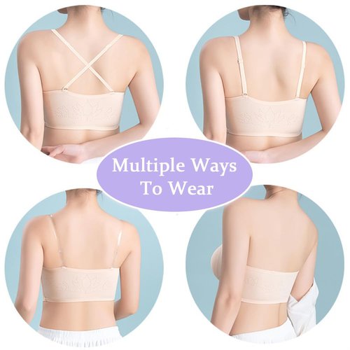 ABTRAV Teen Girls Strapless Bandeau Bra 2 Pack Seamless Underwear Dance Ballet Bralettes for 12-14 Years