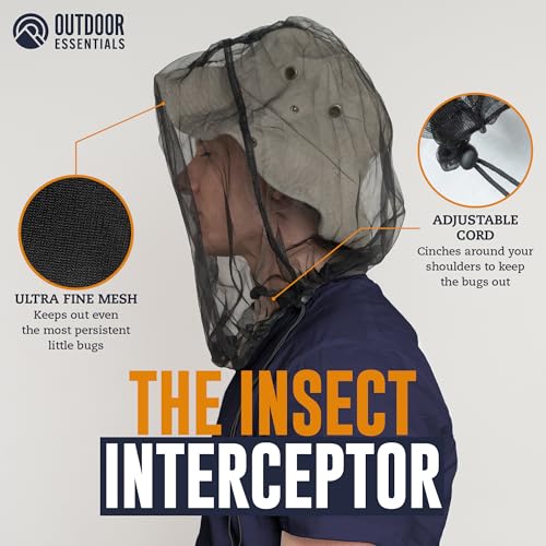 Mosquito Head Net Mesh Face Cover for Hiking & Camping - Black, 1 Piece
