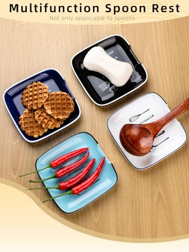 Ceramic Spoon Rest for Kitchen Counter - 4.75 Inch, White
