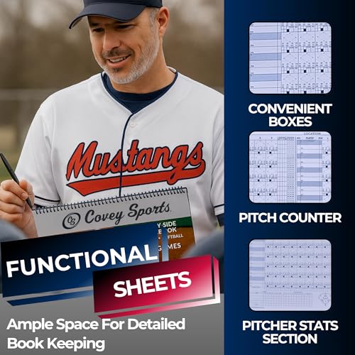 Baseball Softball Scorebook - 50 Game Capacity, Pitch Count Tracker