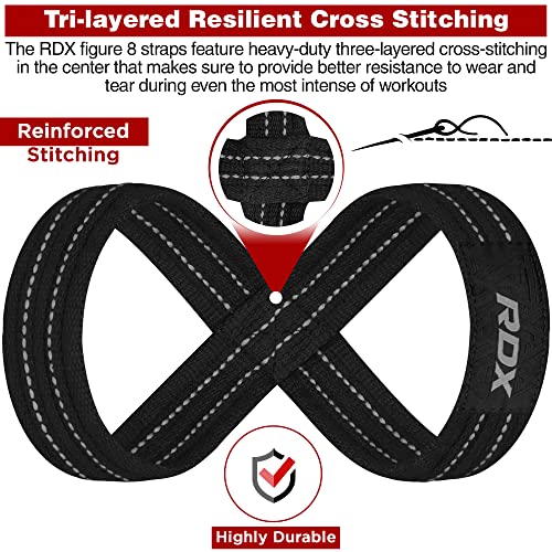Figure 8 Weight Lifting Straps with Wrist Support - Black Gray