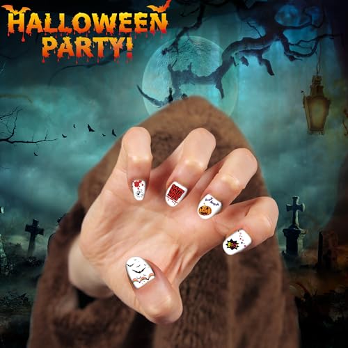 Halloween Nail Decals - 1500 Pcs Self-Adhesive Stickers, 12 Sheets