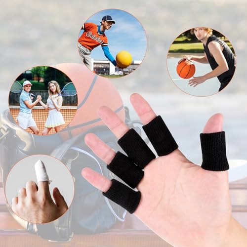 10-Pack Elastic Compression Finger Sleeves - Black Sport Support Braces