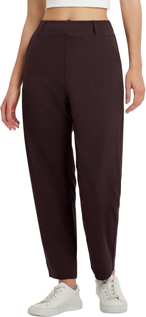 Baleaf Women's Ankle Barrel Pants - Stretchy Travel Slacks with Pockets | Petite Fit